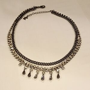 Agatha Paris Gunmetal Tone Necklace With Crystals